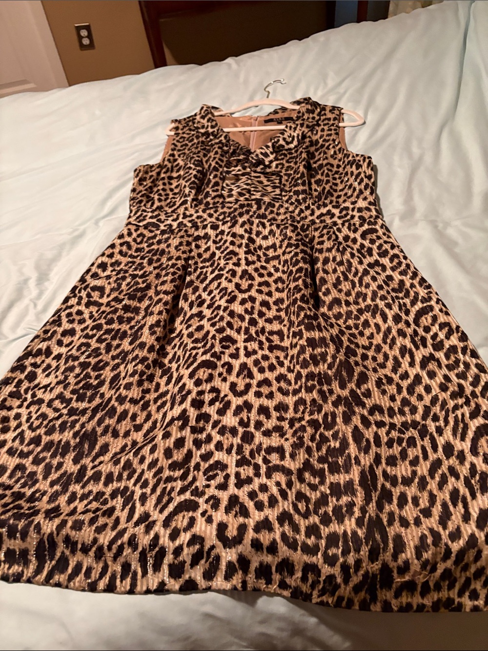 Alex Marie Leopard Print Sleeveless A-Line Dress - Brown & Black—with pockets!